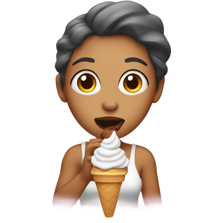 A woman eating ice cream emoji