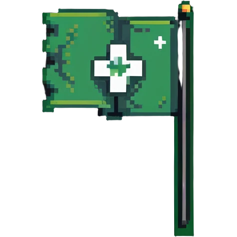 Green flag with moderator symbol, admin logo emoji