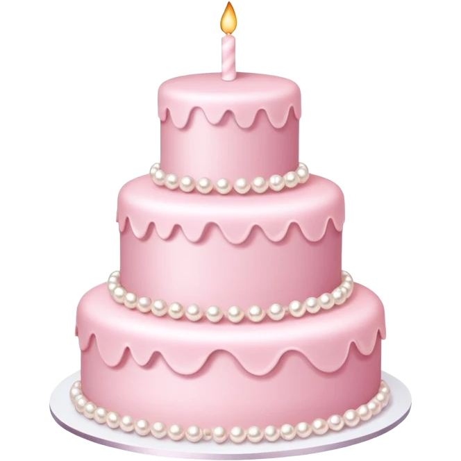 three-tier light pink cake decorated with pearls emoji