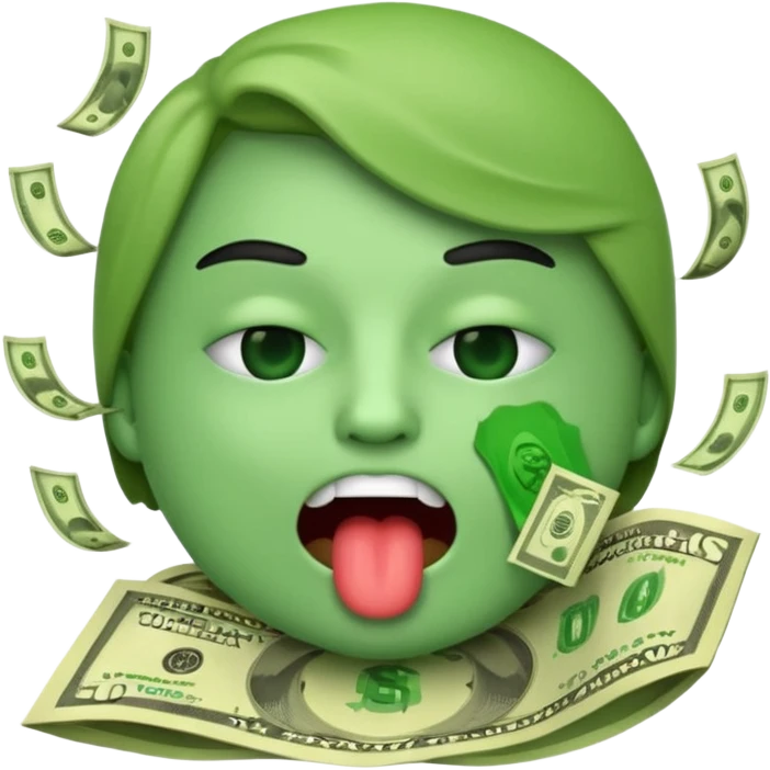 🤑 Money-Mouth Face Emoji, but vomiting instead of a tongue sticking out
 emoji
