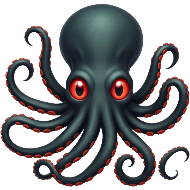 black tentacled creature with a large red eye and clawed tips, tentacles curled inward, emoji style emoji