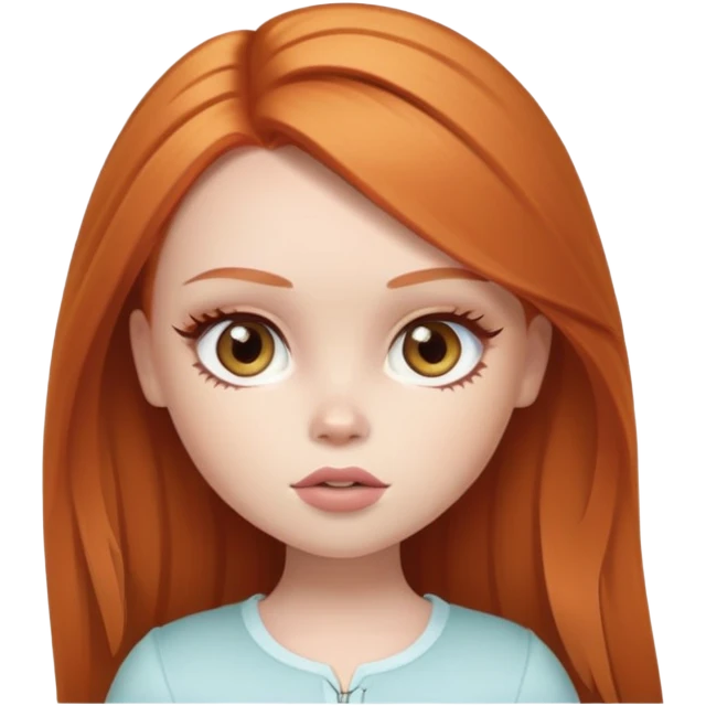 pretty bratz baddie, ginger, pale skin, hazel color eyes, light skin, straight hair emoji