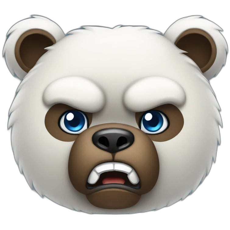 Bear, Angry, white, blue eyes emoji