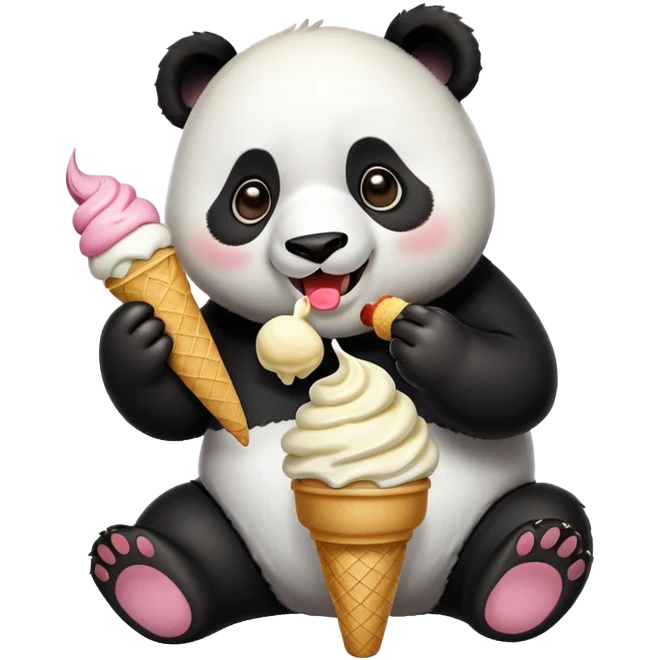 Panda eating ice cream emoji