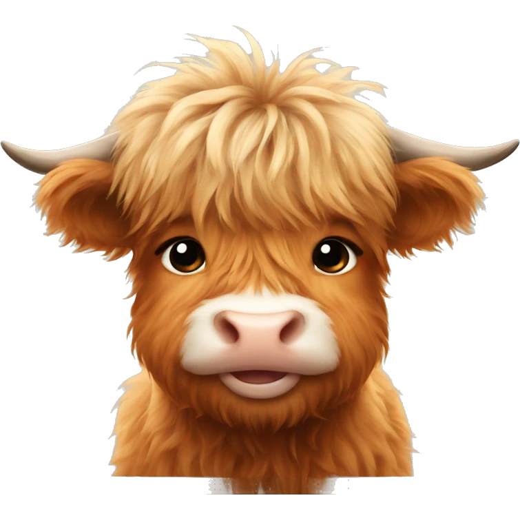 Cute Fluffy Highland cow baby emoji