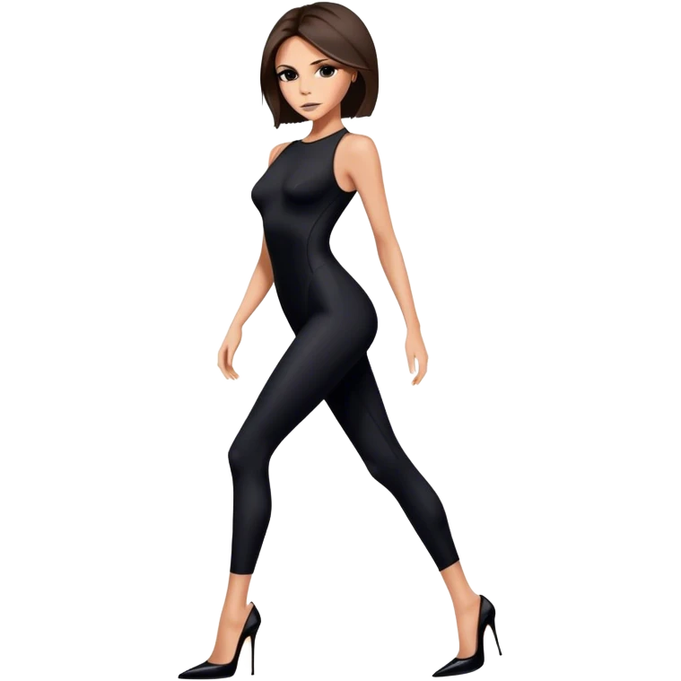 Victoria Beckham black bodysuit wearing black heels emoji