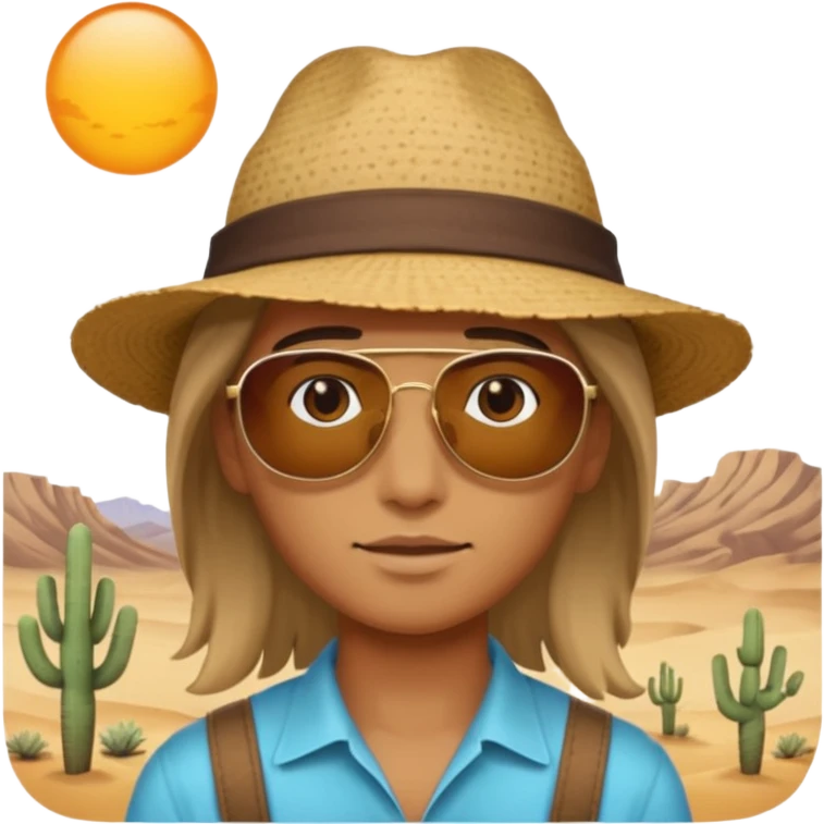 person living in desert just face, hair showing emoji