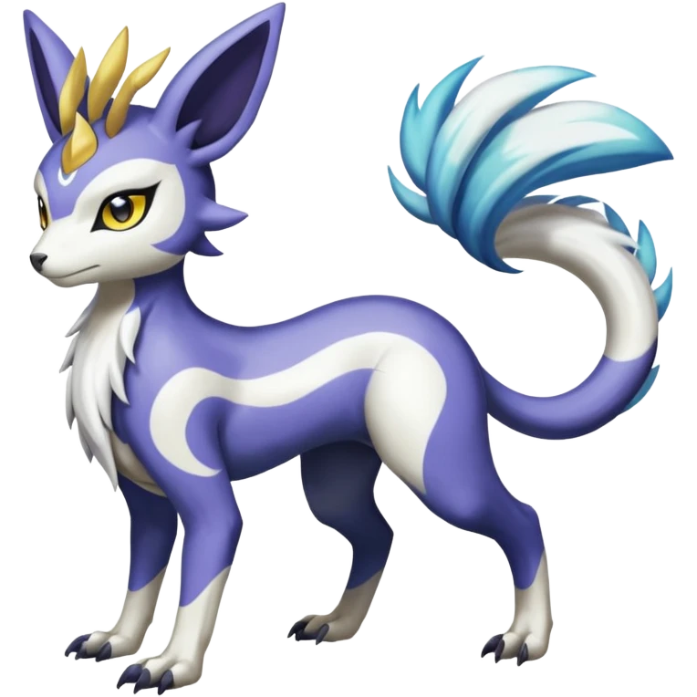 Colorful Skilled Adept Graceful Asian Painted Garurumon-Meloetta-Renamon-Absol-fusion-hybrid-creature (full body) emoji