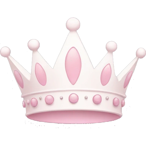 White and pastel pink crown emoji