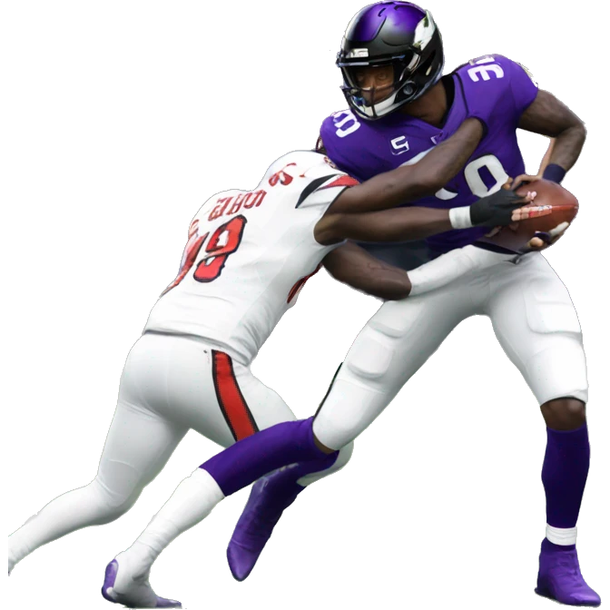 Lamar Jackson stiff arming a player emoji