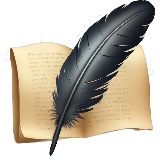 a feather quill and an open SCROLL emoji