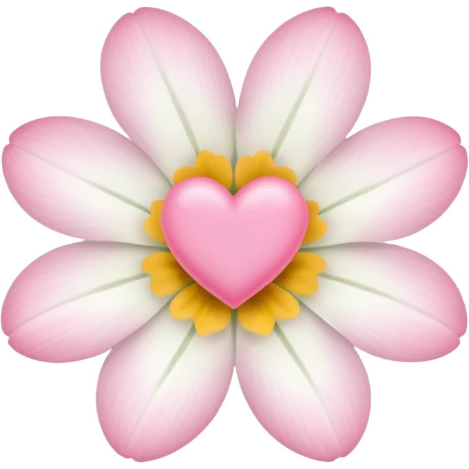 only white white flower with mini pink heart center  emoji