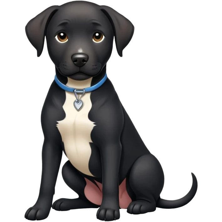Big black lab pit mix with a white chest emoji
