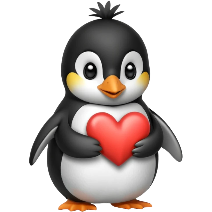 Penguin holding its heart emoji