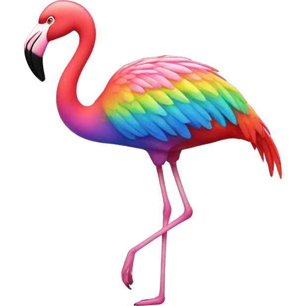 Rainbow flamingo emoji