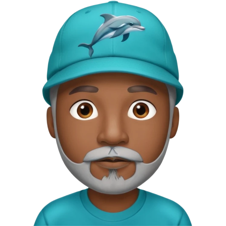 Black man with gray goatee wearing a Dolphins cap emoji