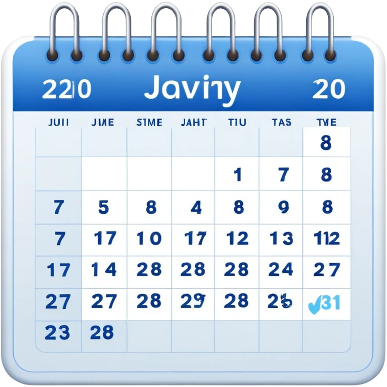 a blue calendar with dates going from 1 to 30 emoji