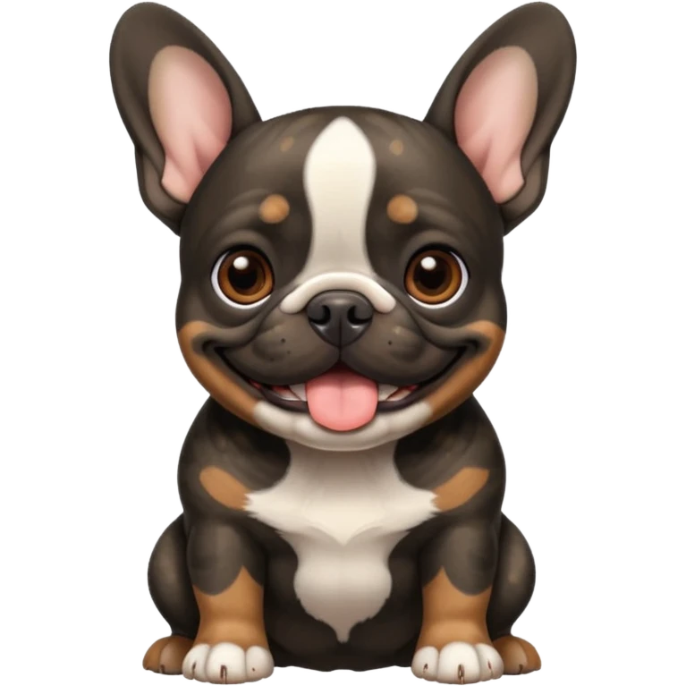 black brindle french bulldog smiling emoji
