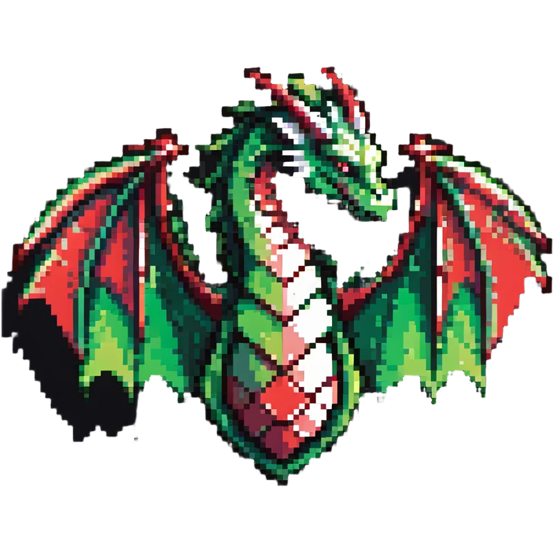Dragon-shaped member emblem with scales transitioning from green to red gradient emoji