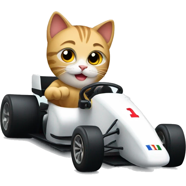 cat driving a f1 car emoji