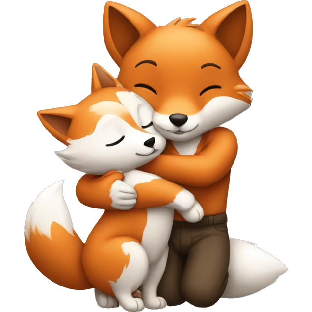 little fox hugging a little white boy emoji