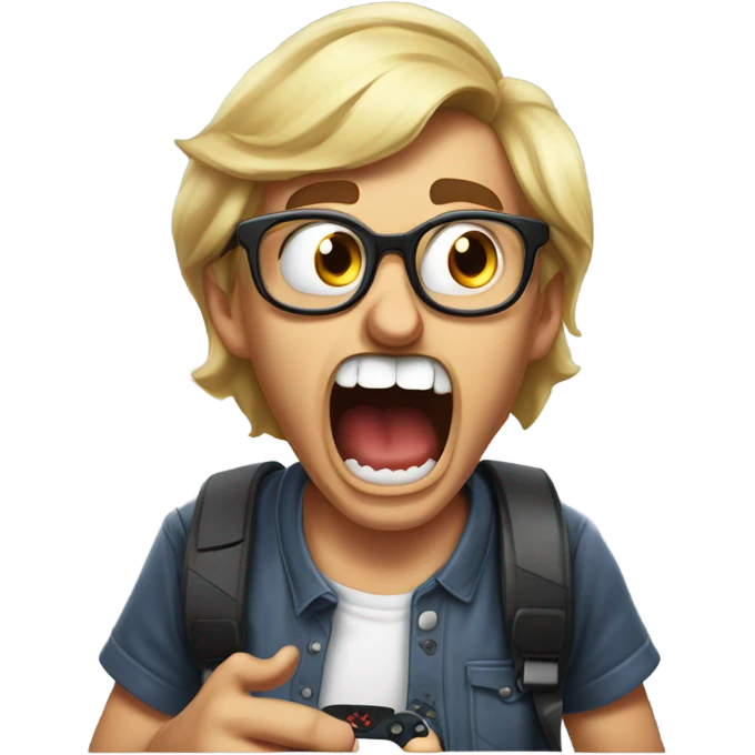 Nerd getting mad at a video game emoji