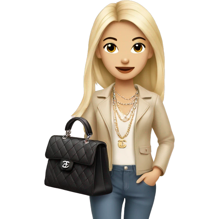 Blonde Chanel Asian Girl with Birkin bag and Chanel necklace emoji