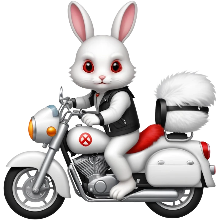 Red eye high rabbit ridding motorcycle  emoji