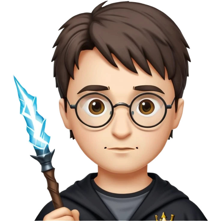 Harry Potter with glasses, lightning scar, and wand emoji