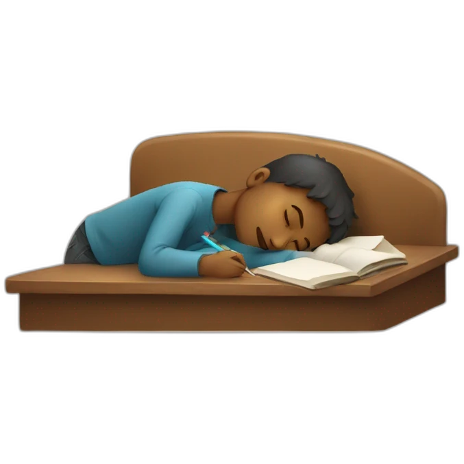 Boy sleeping while studying emoji