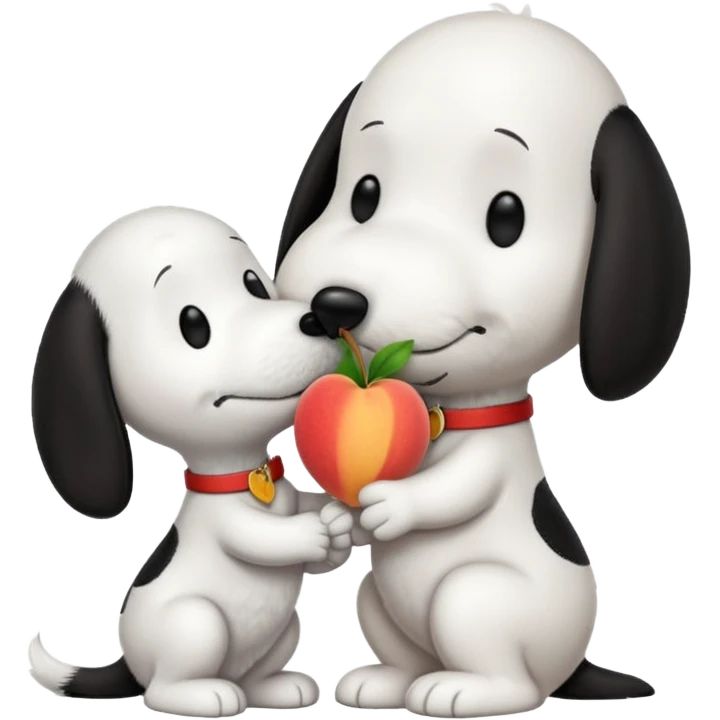 snoopy kissing snoopy with peaches emoji