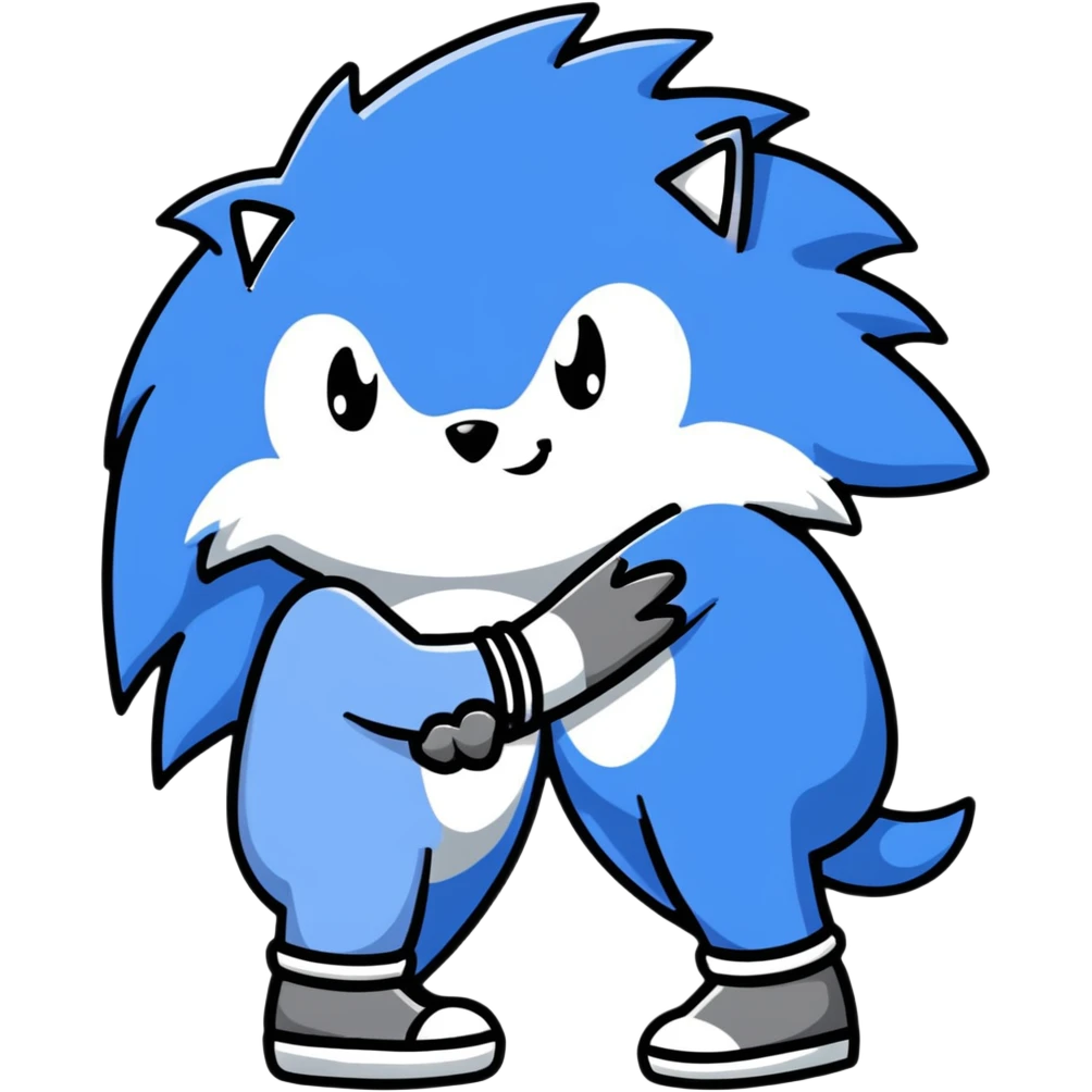 Sonic the blue hedgehog and Silver the white/silver hedgehog holding hands together as friends emoji