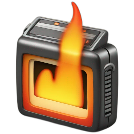 retro beeper on fire emoji