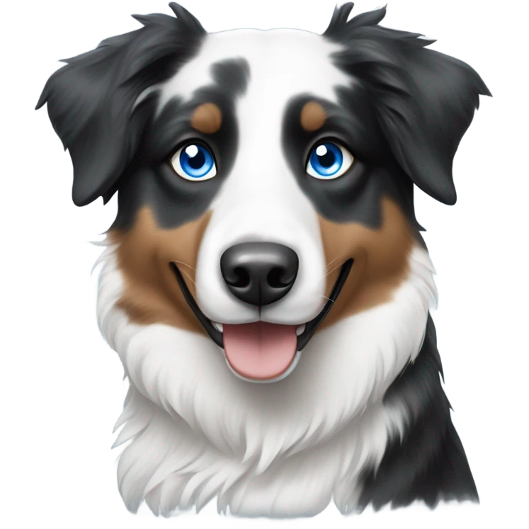 Black and white Australian shepherd dog with blue eyes  emoji
