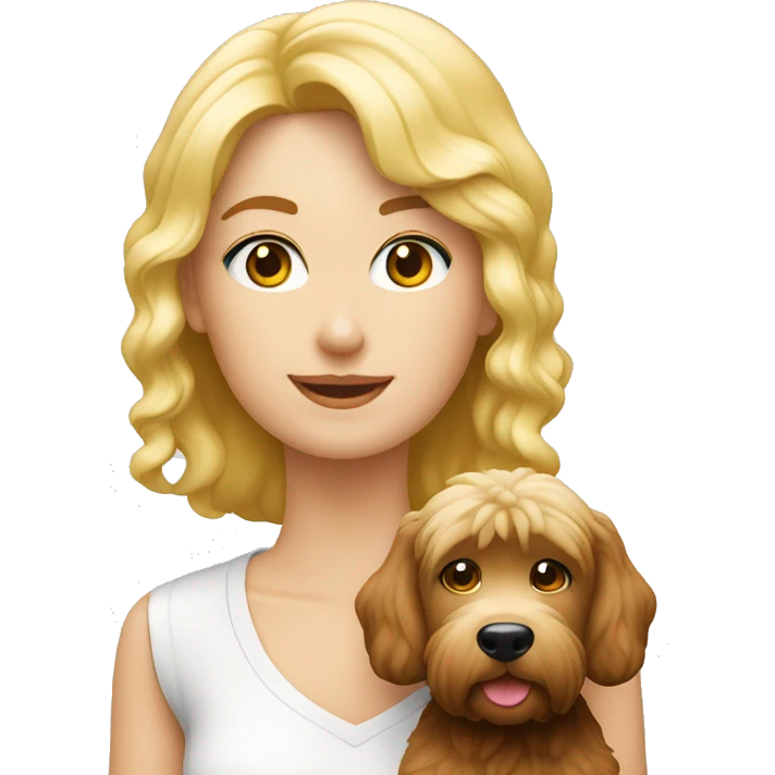 Paar blond und rothaarig mit braun weißen Pudel emoji