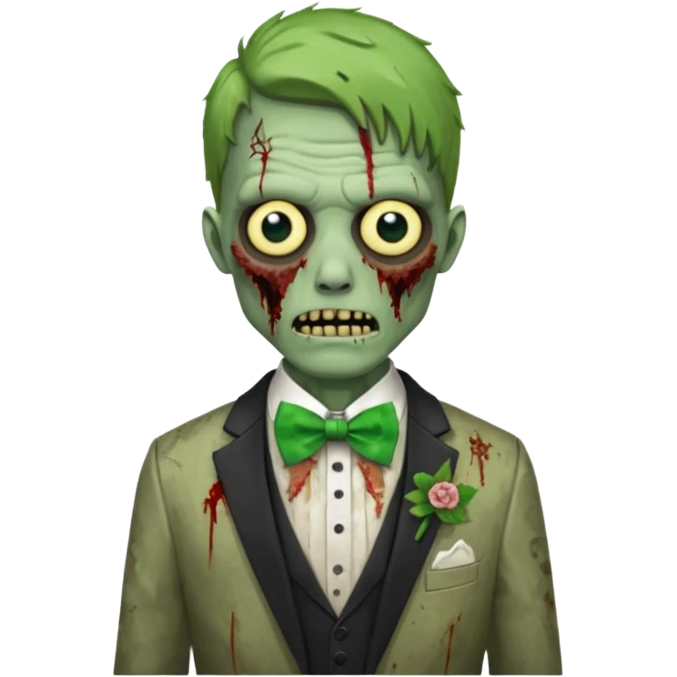 zombie zombie groom with green bow tie emoji
