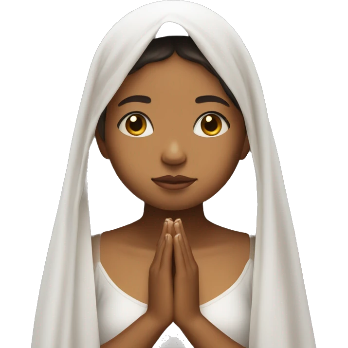 Caramel skin Girl praying for with white veil  emoji