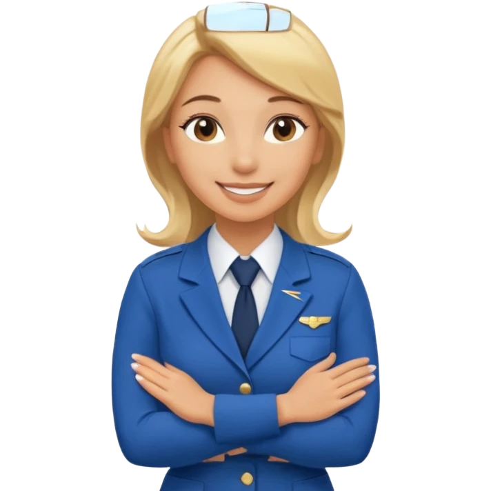 female flight attendant hugging emoji