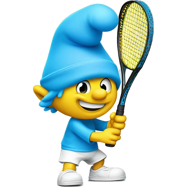 Smurf playing tennis with Smurf racket  emoji