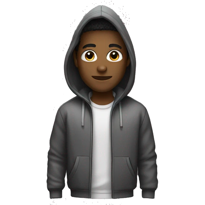 black grayscale man in a hooded jacket emoji