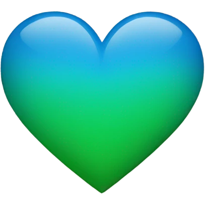 Half blue and half green heart emoji