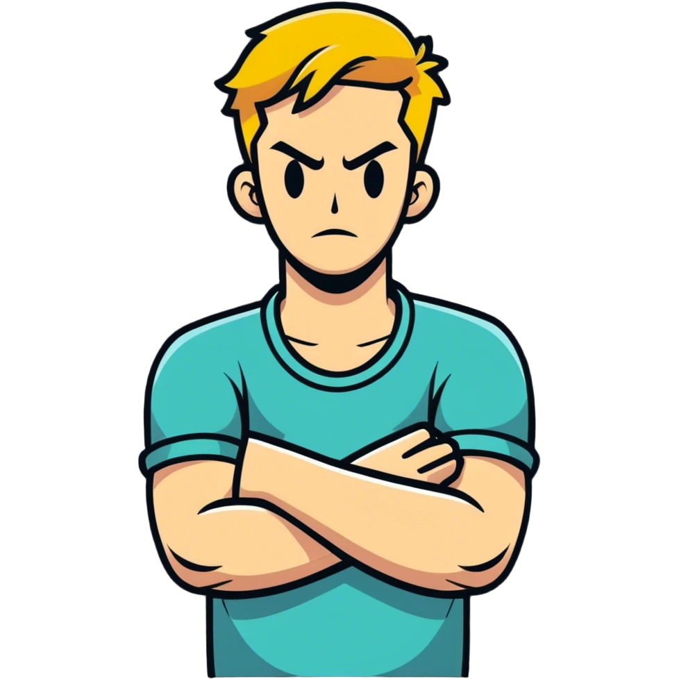 arms crossed holding neck mad emoji