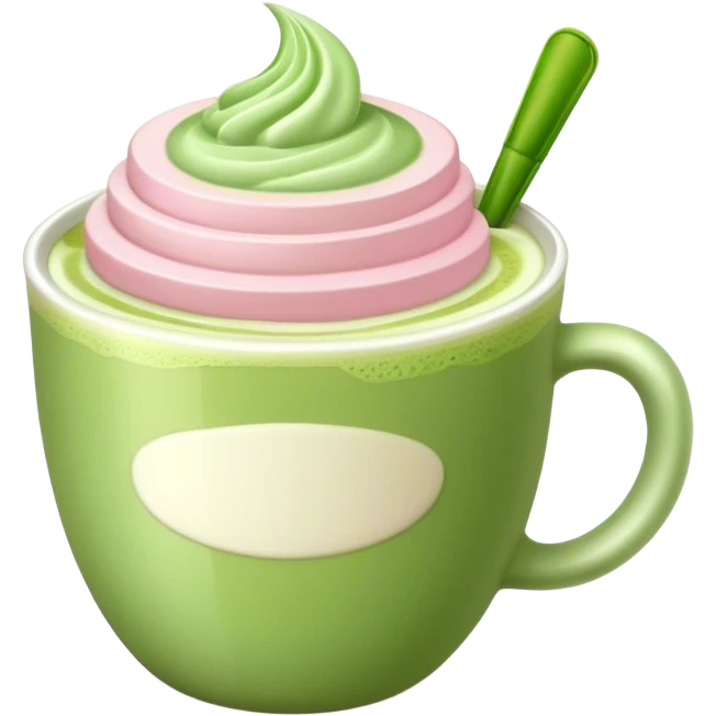 light pink cup full of matcha latte emoji