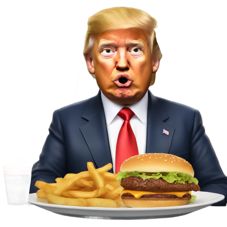 Donald trump eating a burger on a jet fighter  emoji