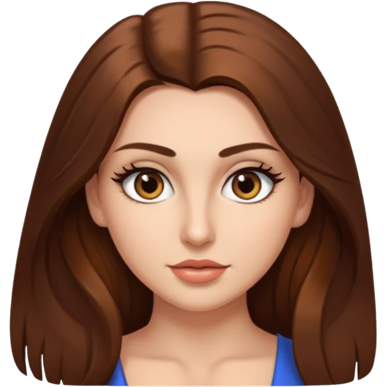 девушка с длинными коричневыми волосами, белой кожей, густыми ресницами и карими глазами с сиськами в экране emoji