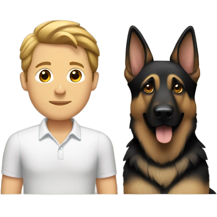 german shepherd with white brunette man emoji