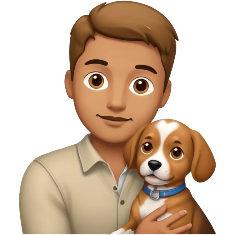 a men holding a dog emoji