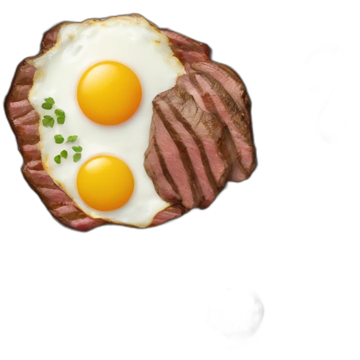 Frying pan with steak and eggs emoji