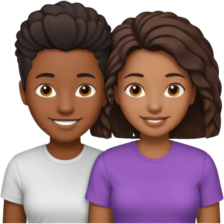 Black lesbian couple with one masculine with short haircut with a t shirt and one feminine with long hair in a blouse emoji