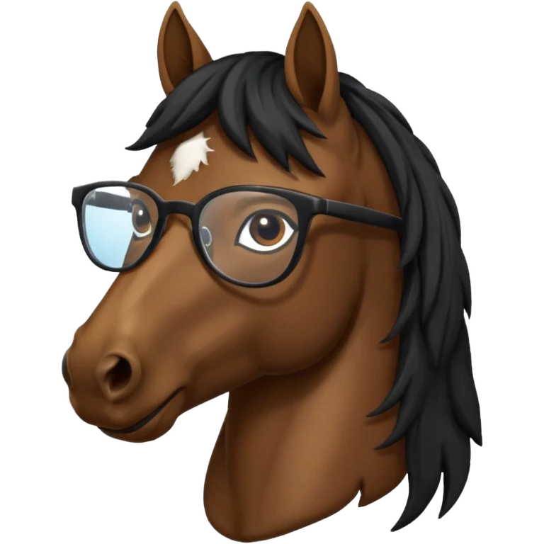black horse head with glasses emoji